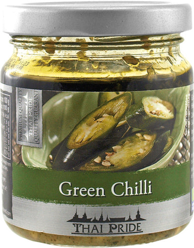 Hakkede grønne chili i sojaolie, 180 g