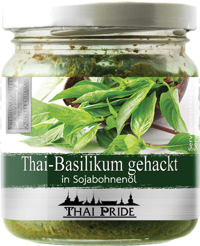 Thai basilikum, hakket i olie 175 g