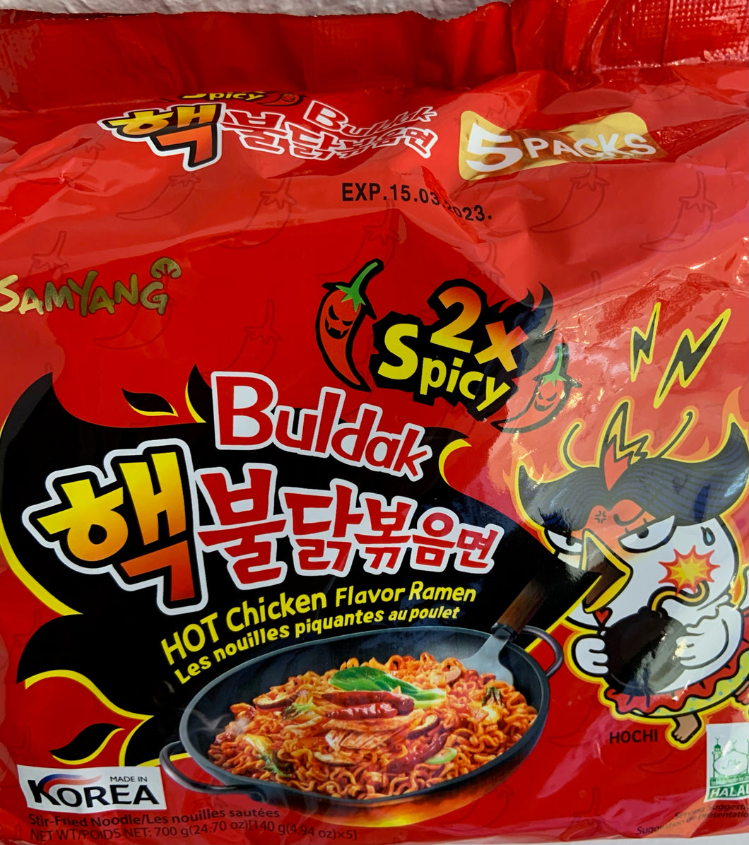 Samyang instant nudler, 2x spicy, 5 portion/pk